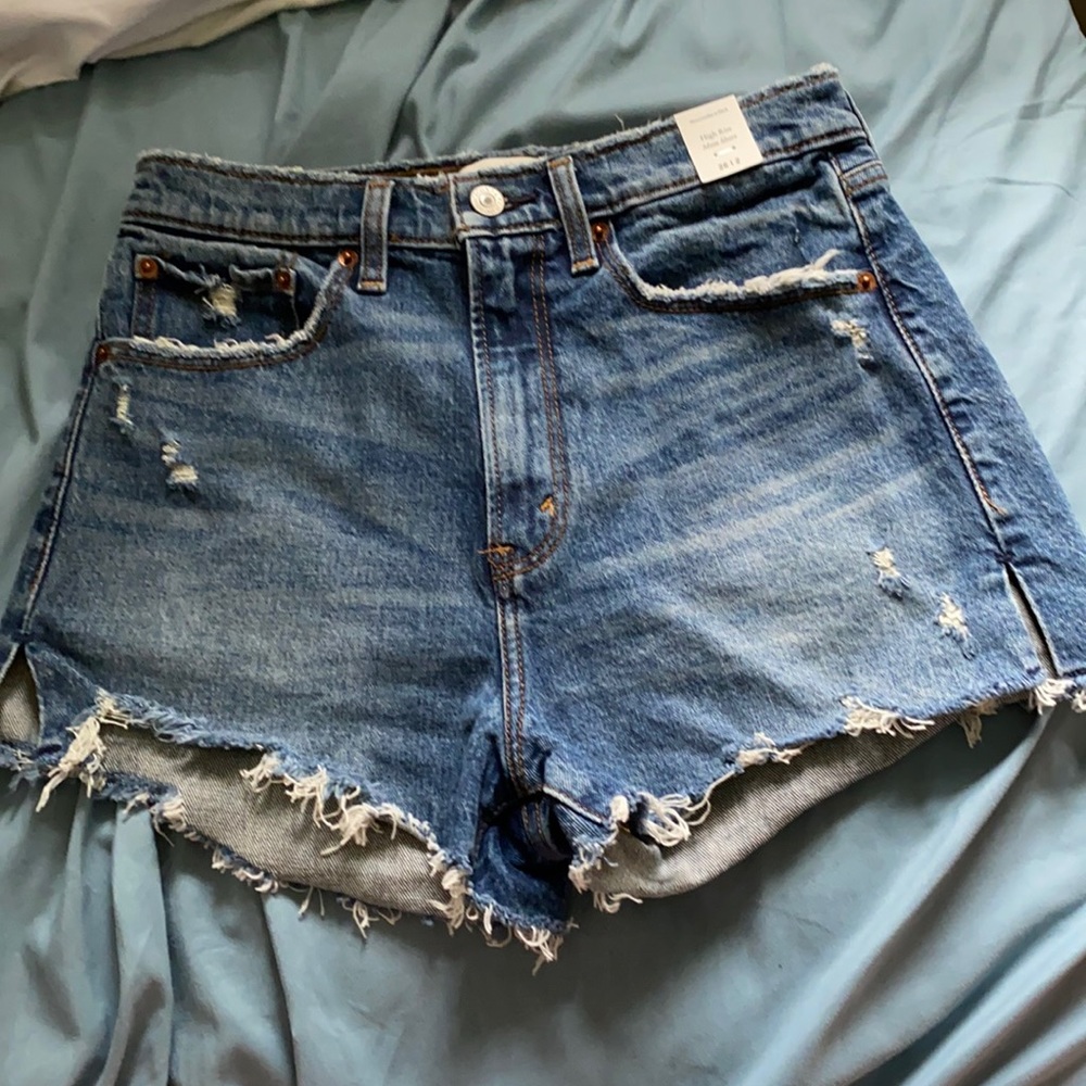 High rise denim shorts